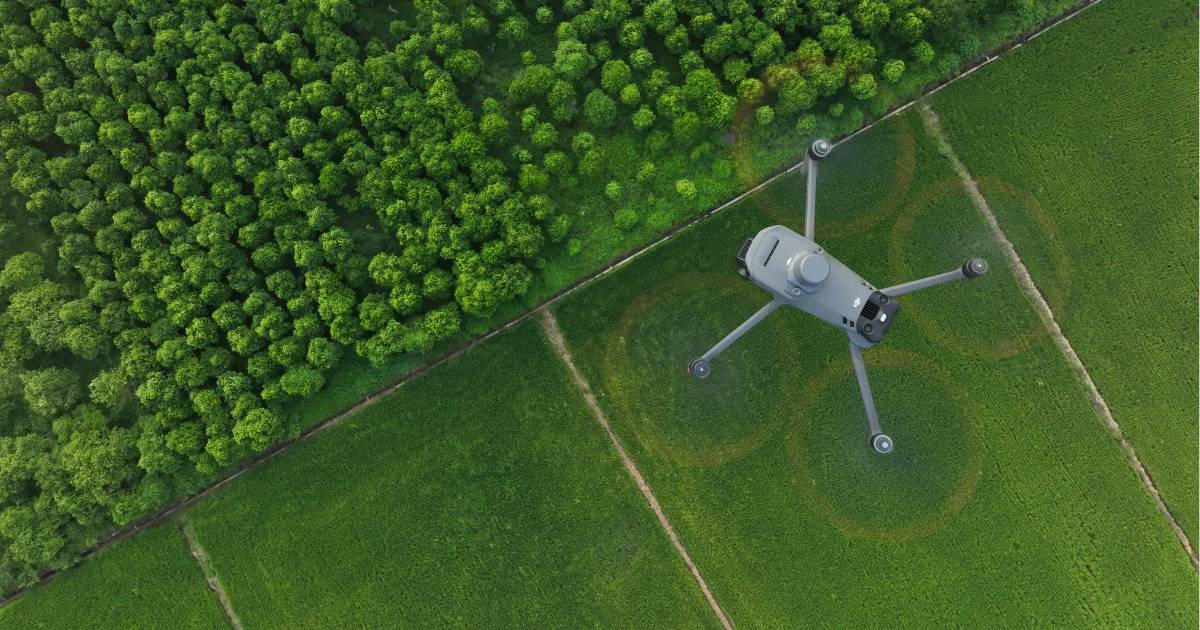 Mavic 3M realizando mapeamento de área.